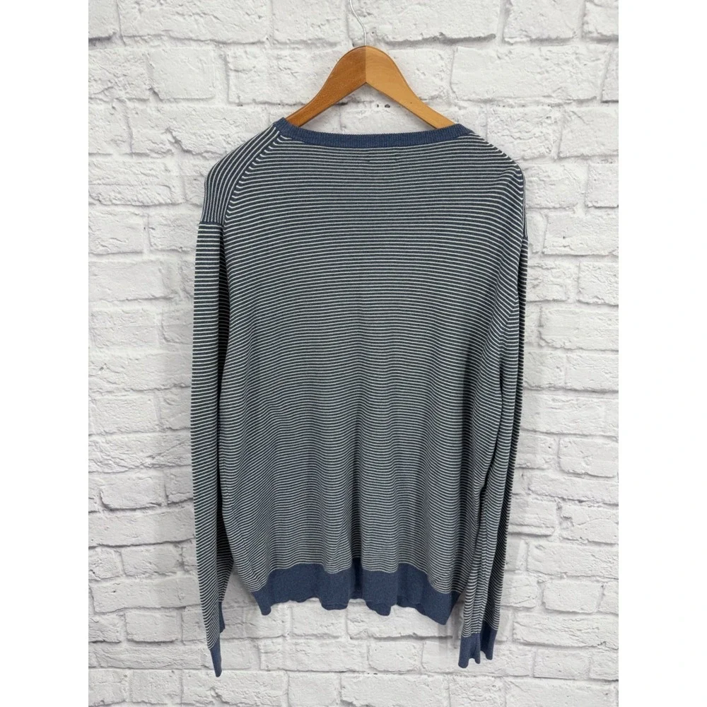 J.Crew Men's Striped CottonCrewneck Sweater Pullover Long Sleeve Blue White‎ XXL